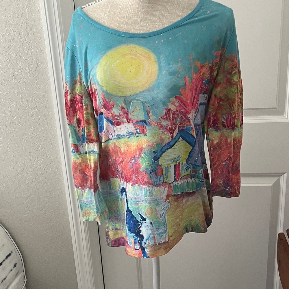 Leoma Lovegrove Vintage Island life with her CAT ! Rare Wearable Art MP